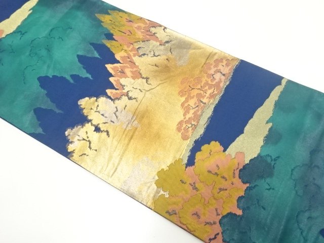 JAPANESE KIMONO / FUKURO OBI / WOVEN SCENERY OF FOREST